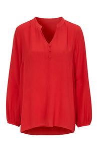 red, crepe bluse.